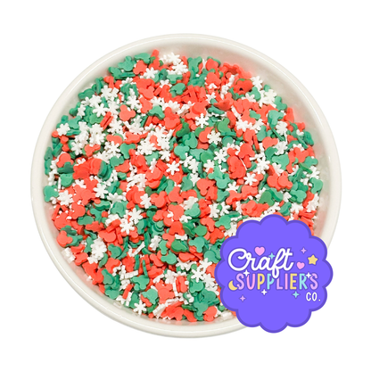 Mouse Head Christmas Polymer Clay Sprinkle Mix | Holiday Faux Sprinkles for Fake Bake, Resin & Slime