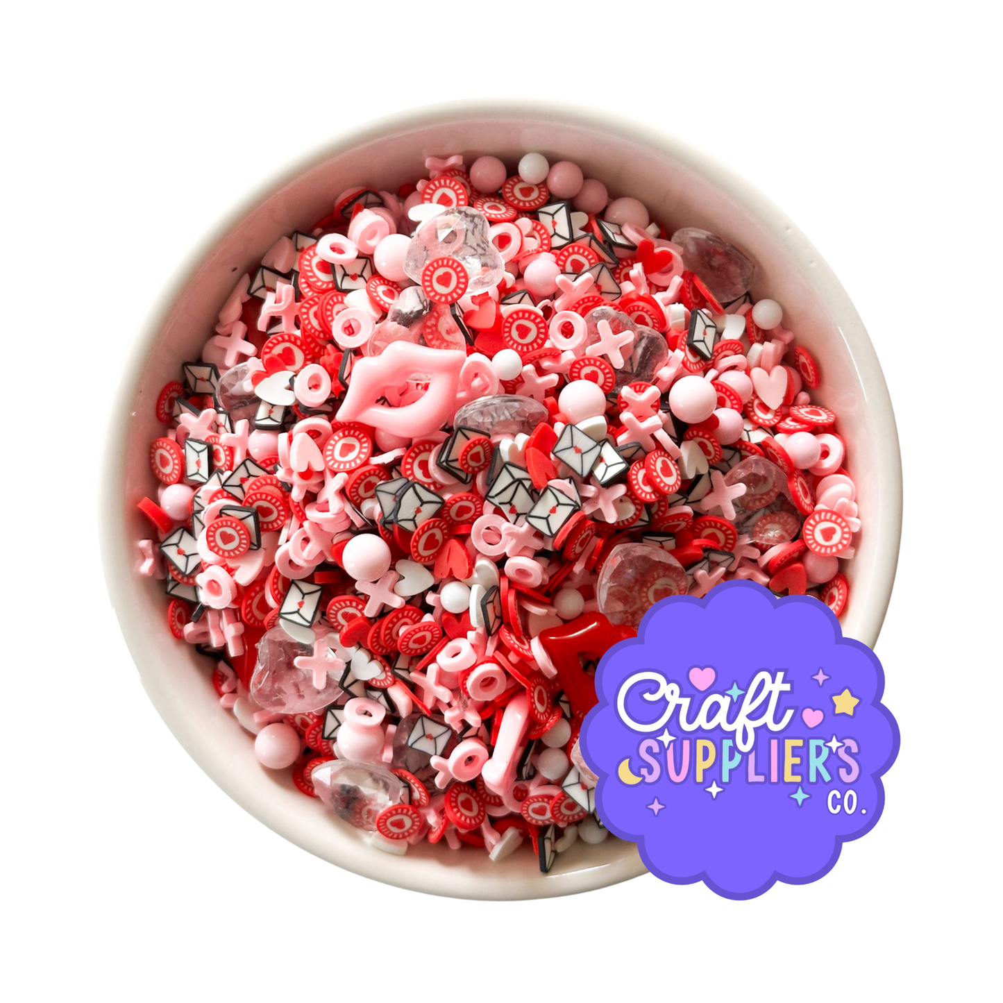 Valentine Craft Sprinkle Mix | Polymer Clay, Acrylic Beads & Resin Hearts