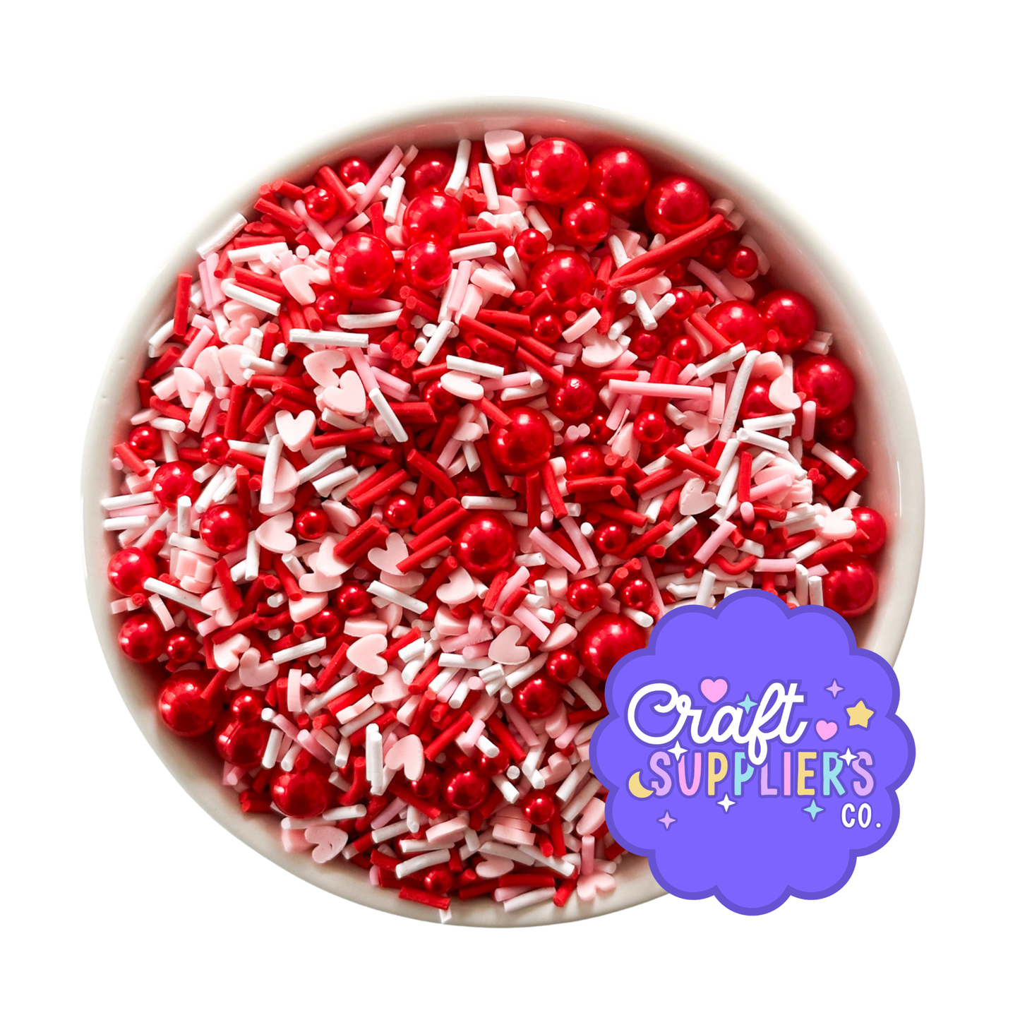 Fake Valentine Sprinkle Mix Polymer Clay with Acrylic Beads for Crafts