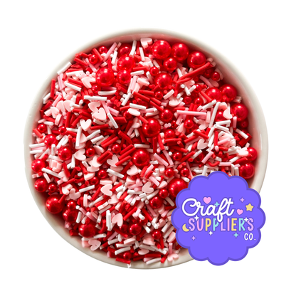 Fake Valentine Sprinkle Mix Polymer Clay with Acrylic Beads for Crafts
