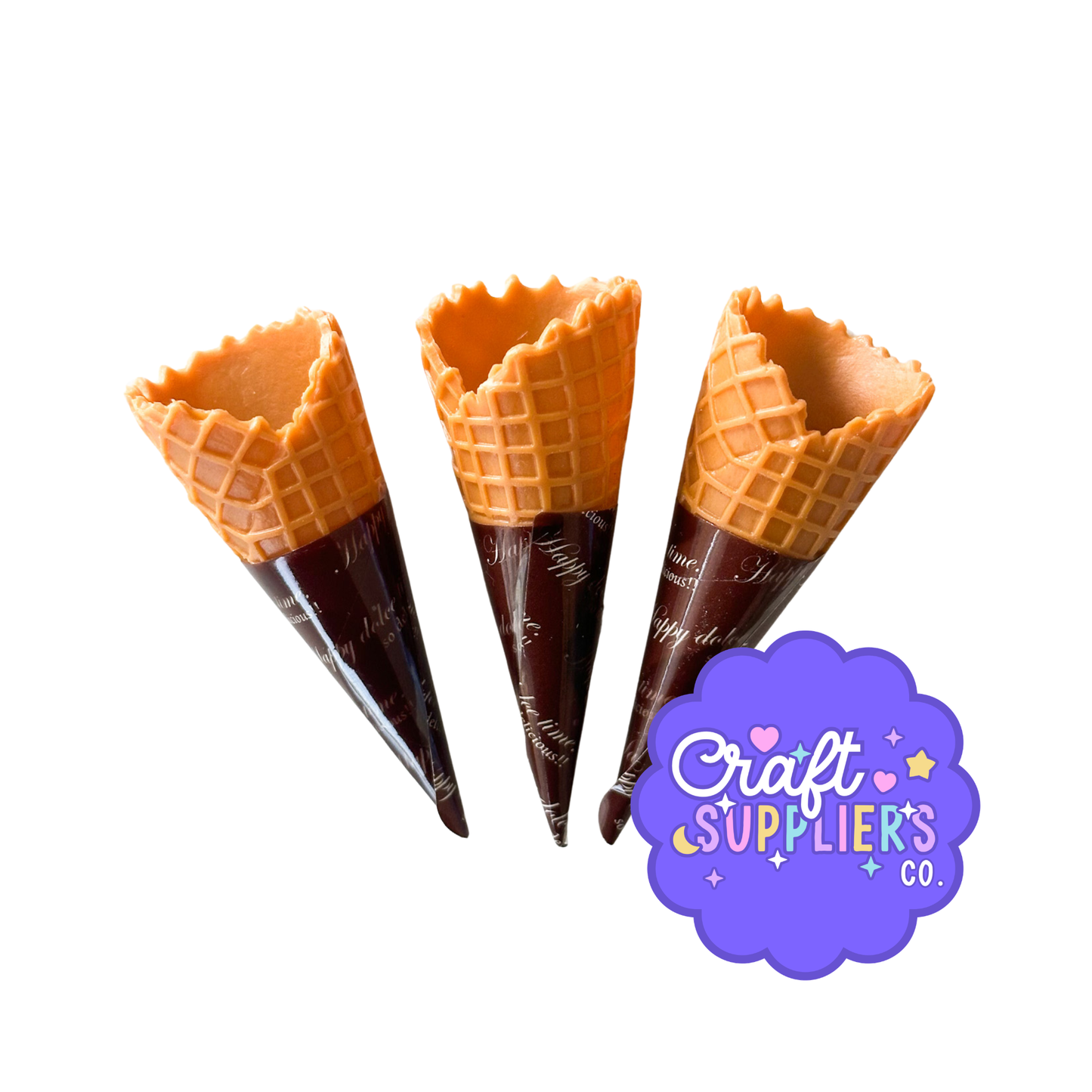 Set of 3 Silicone Faux Waffle Cones | Fake Bake Ice Cream Cones