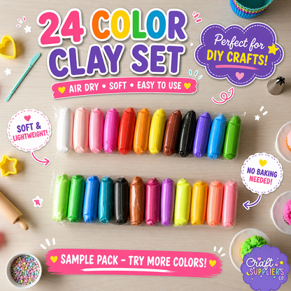 24 Color Foam Air Dry Clay Set | Soft DIY Clay Kit