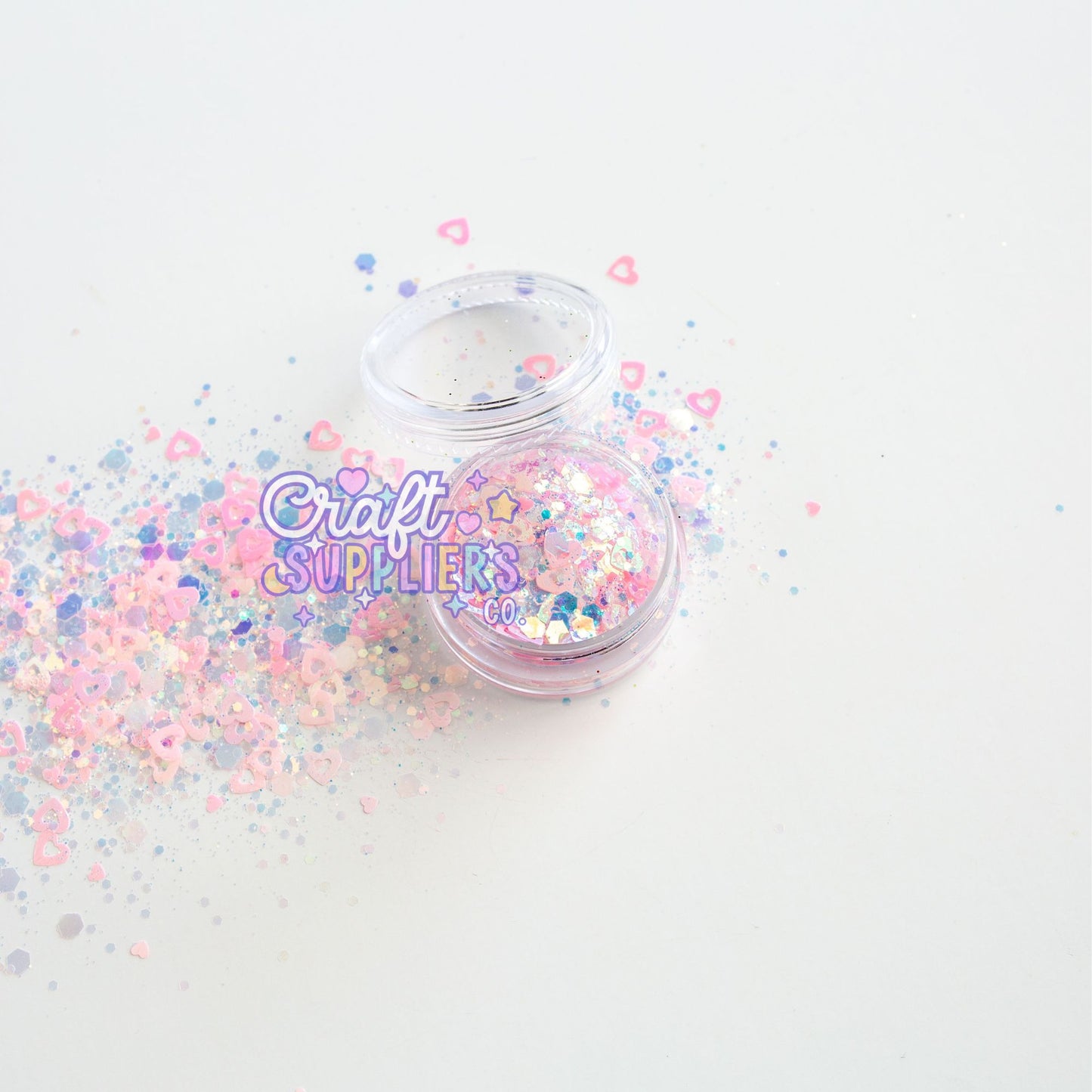 Love Dust Chunky Glitter Mix | Iridescent Pink Heart Glitter for Tumblers, Nails & DIY