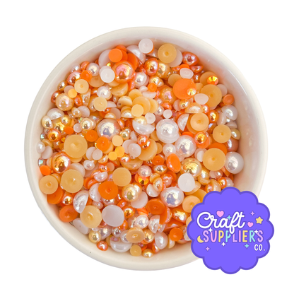 Candy Corn AB Flatback Pearl Bead Mix | 4-10mm Cabochons