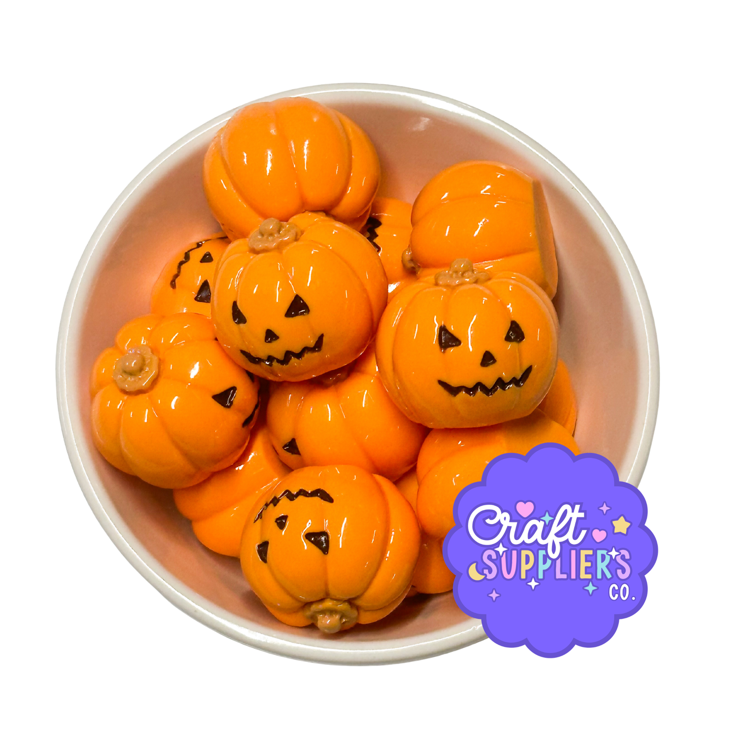 4PCS Pumpkin Resin Flatback Cabochons | Jack O Lantern Charms for Bows, Badge Reels, Decoden & Halloween Crafts