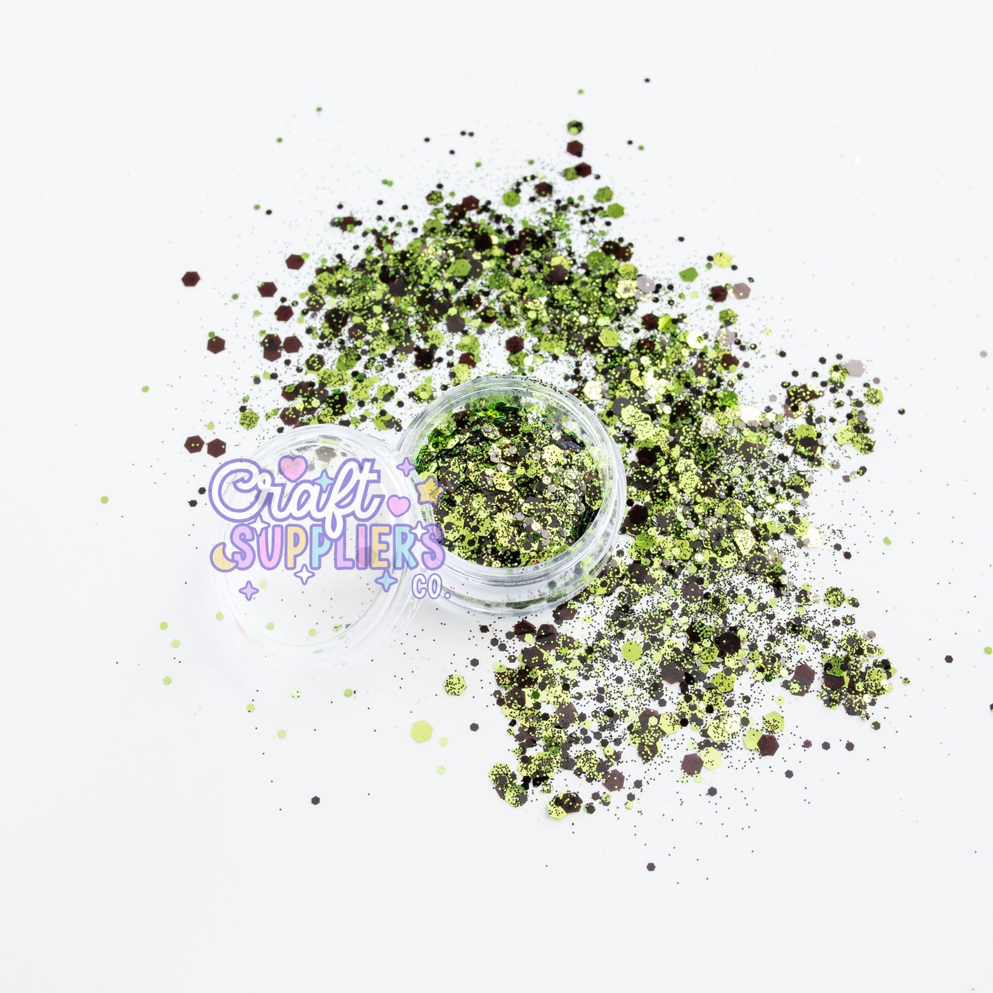 Lime Green Black Chunky Glitter Mix | Neon Green Glitter for Tumblers, Nails & DIY