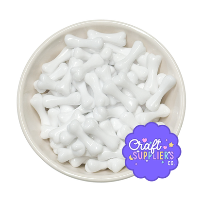 20PCS White 3D Resin Bones – 25mm (0.98") Dog Bone Charms for Fake Bake, Halloween Crafts & DIY Embellishments