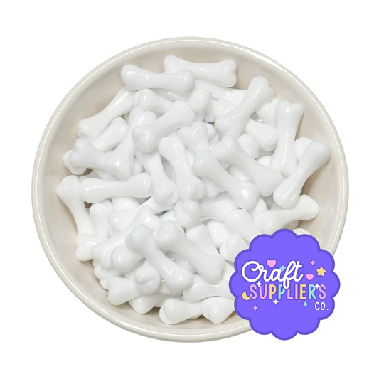 20PCS White 3D Resin Bones – 25mm (0.98") Dog Bone Charms for Fake Bake, Halloween Crafts & DIY Embellishments