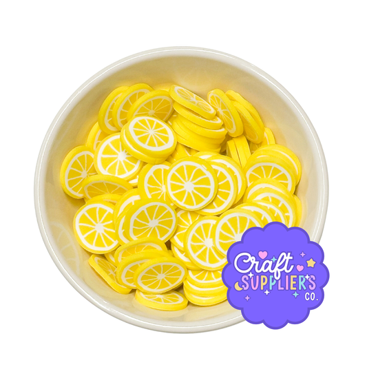Lemon Slice Polymer Clay Cabochons, Fake Lemon Embellishments, Fruit Craft Supplies, Summer DIY Decor