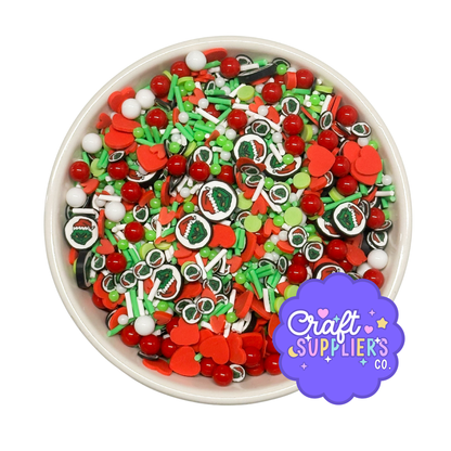 Grinch Inspired Christmas Sprinkle Mix | Polymer Clay & Acrylic Bead Blend for Fake Bake, Slime & Resin Crafts
