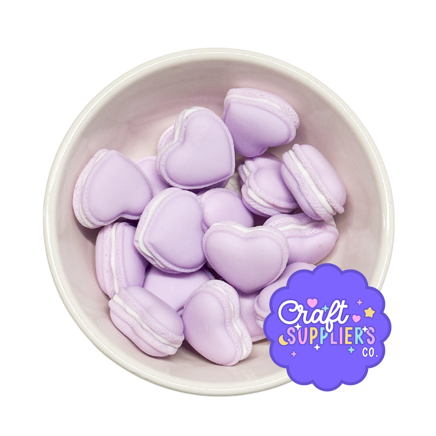 Set of 4 Faux Heart Macaron Cabochons for Valentine Craft Projects
