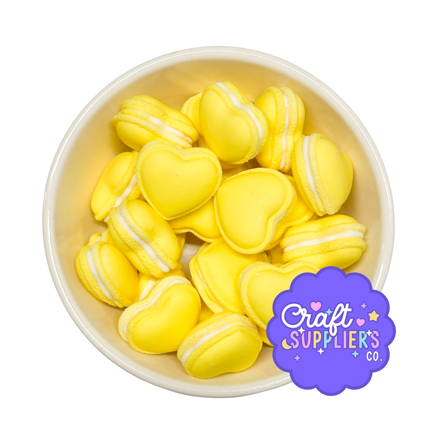 Set of 4 Faux Heart Macaron Cabochons for Valentine DIY Crafts