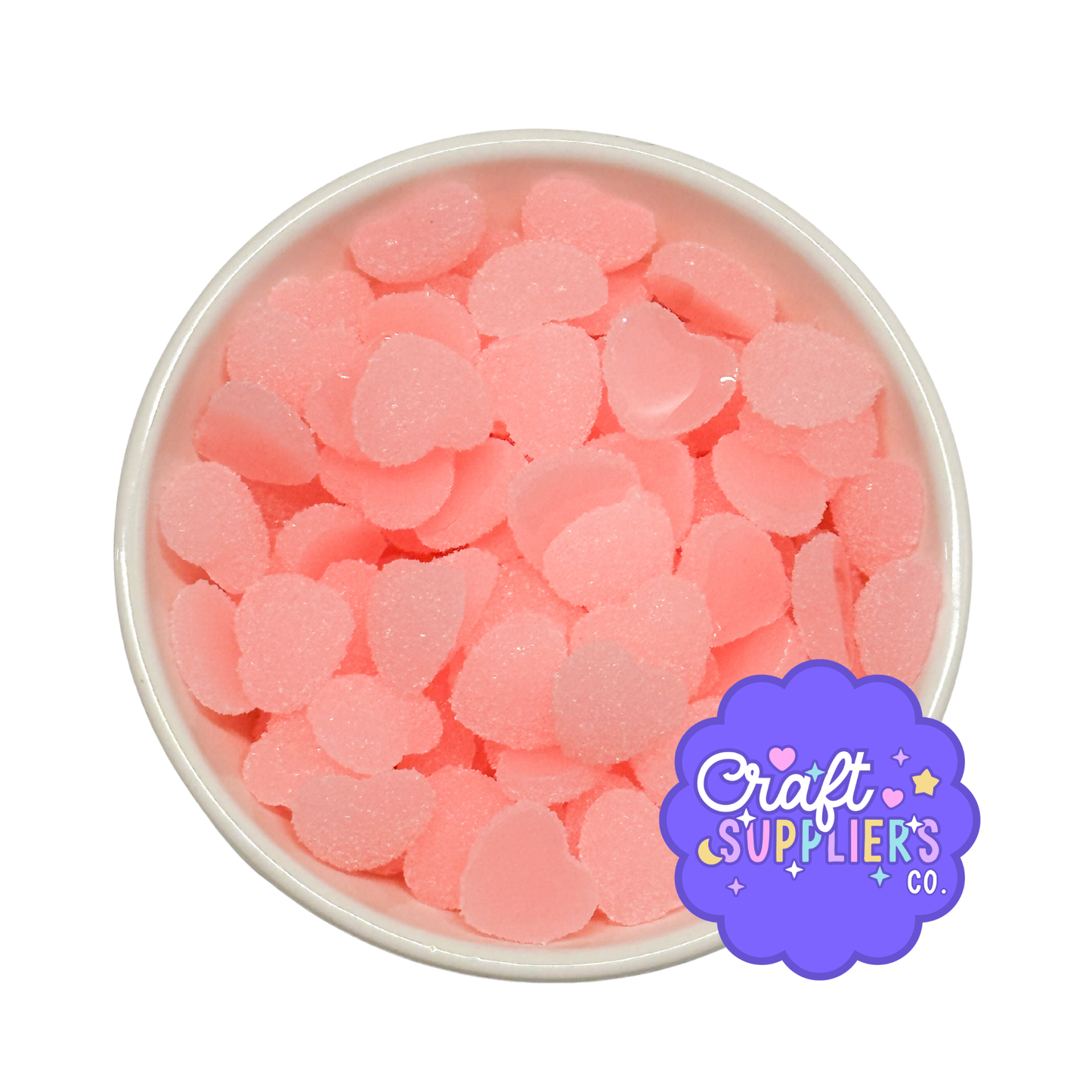 Set of 10 Heart Gumdrop Flatback Cabochons, Valentine Fake Candy Charms