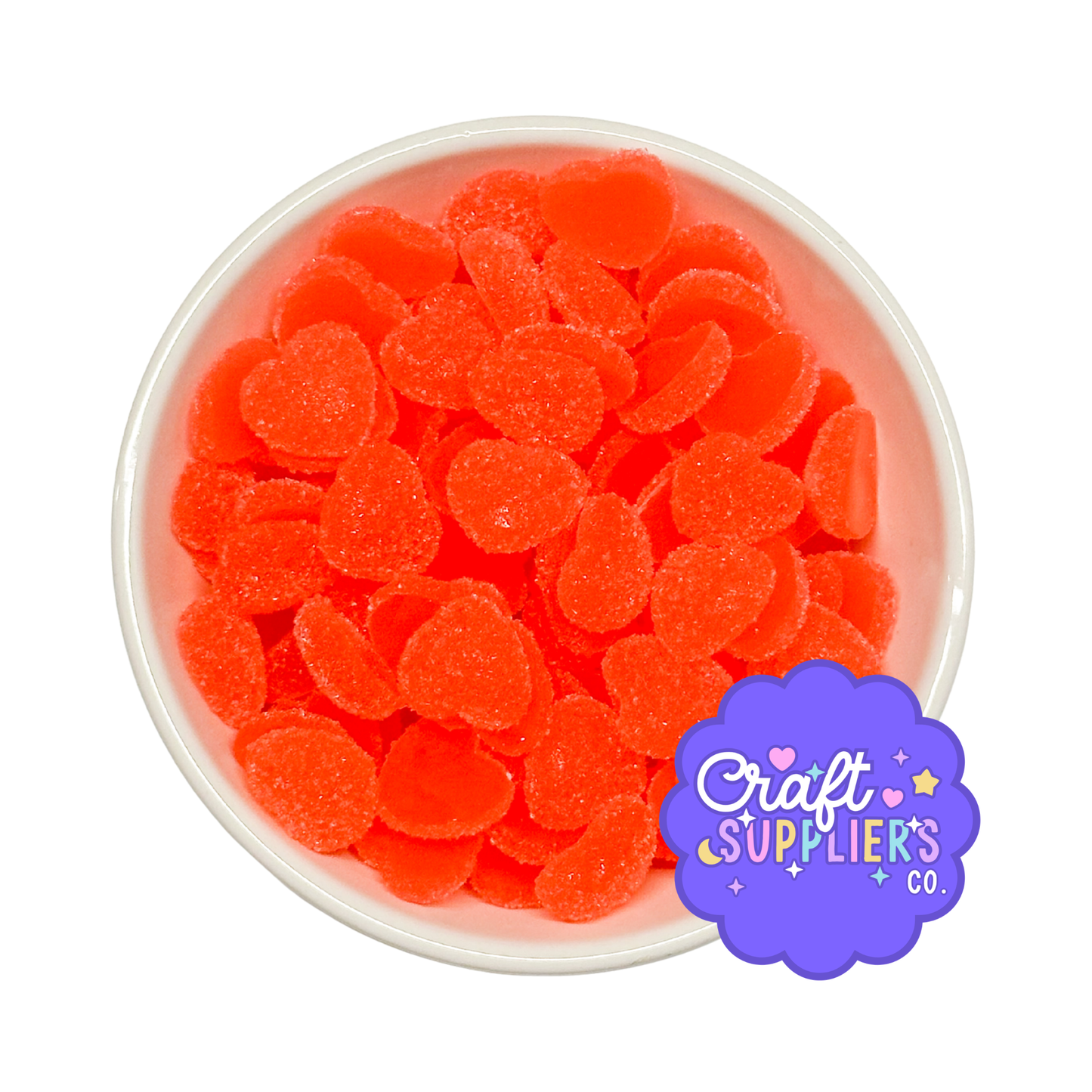 Set of 10 Heart Gumdrop Flatback Cabochons, Valentine Fake Candy Charms