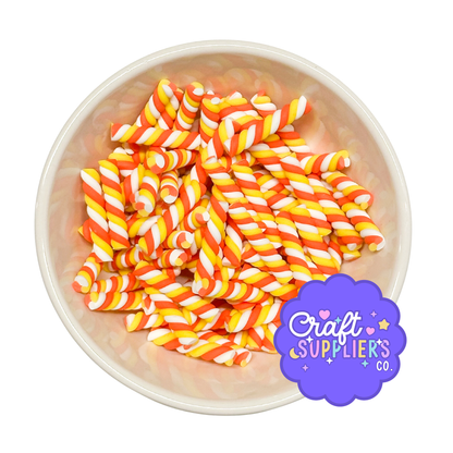 Candy Corn Twist Charms, Polymer Clay Candy Sticks, Fall Halloween Fake Bake Craft Set