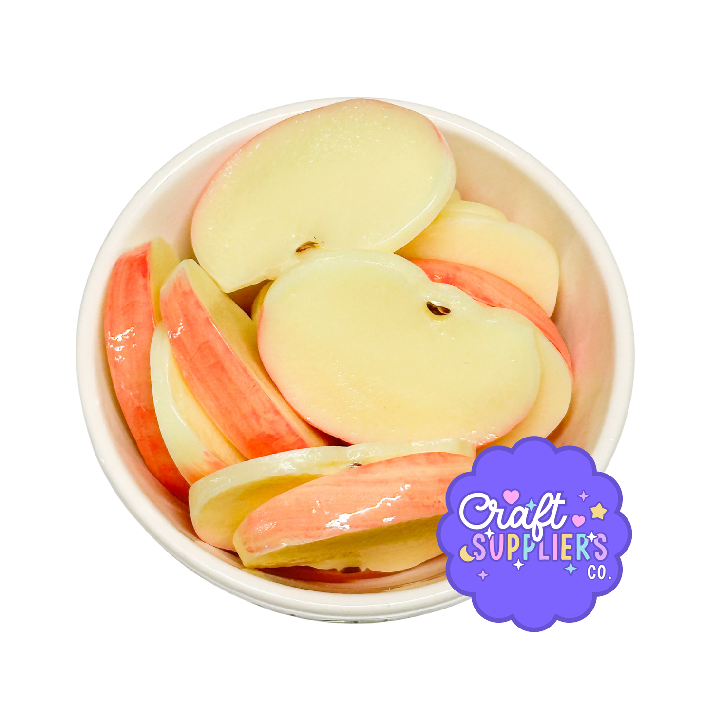Faux Apple Slices Resin Cabochons, Fake Bake Fruit Decor (10pc)