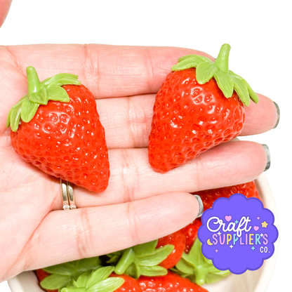 10pc Large 50mm Realistic Resin Strawberries – Faux Fake Fruit for Fake Bake & Home Decor