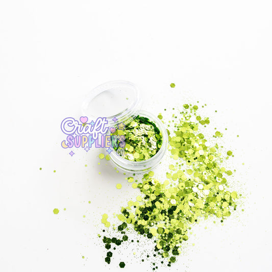 Lime Green Chunky Glitter Mix for Crafts, Nails & Tumblers
