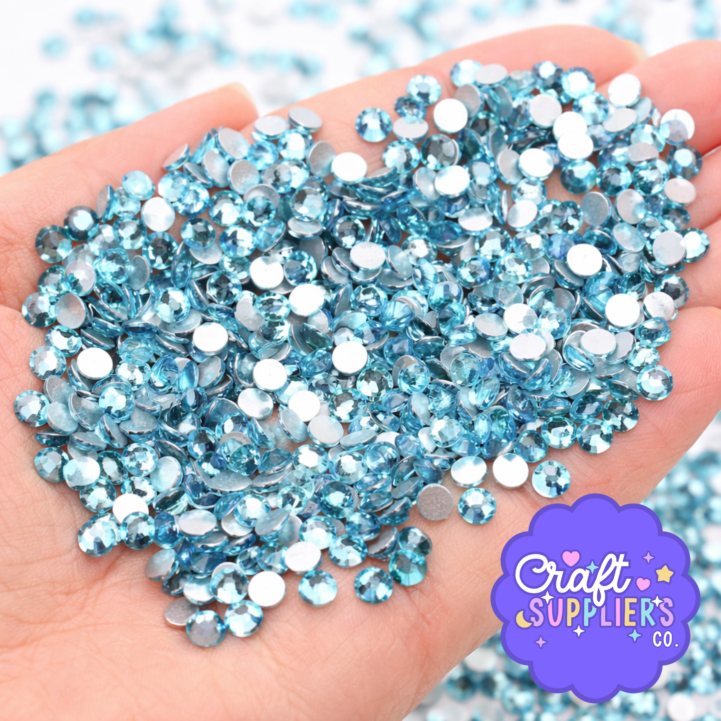SS16 Sky Blue Glass Rhinestones Flat Back – 1440pcs Sparkling Gems