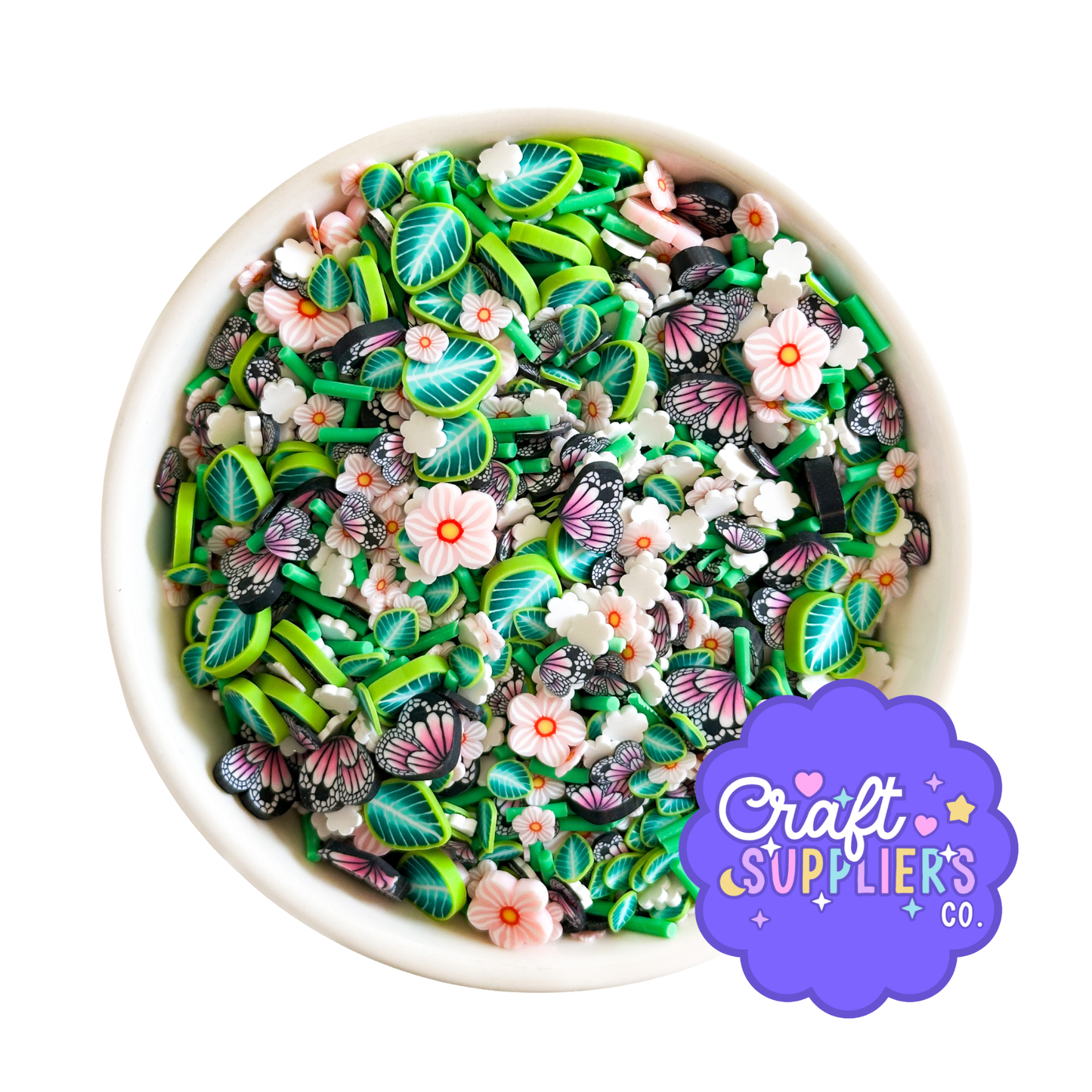 Butterfly Flower Leaf Polymer Clay Sprinkles | Spring Garden Fake Sprinkles Mix for Slime, Resin & Decoden Crafts