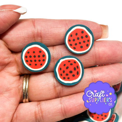 Watermelon Polymer Clay Cabochons, Fruit Embellishments, Summer Craft Supplies, Fake Bake Decor