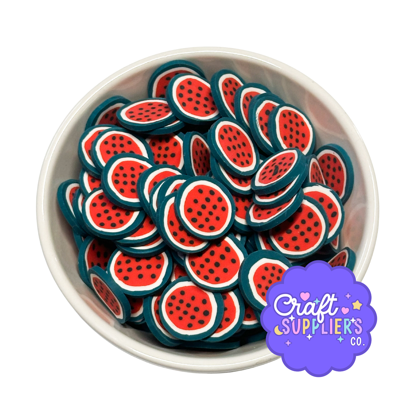 Watermelon Polymer Clay Cabochons, Fruit Embellishments, Summer Craft Supplies, Fake Bake Decor