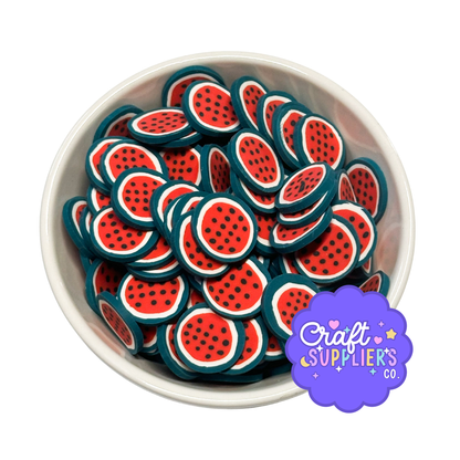 Watermelon Polymer Clay Cabochons, Fruit Embellishments, Summer Craft Supplies, Fake Bake Decor