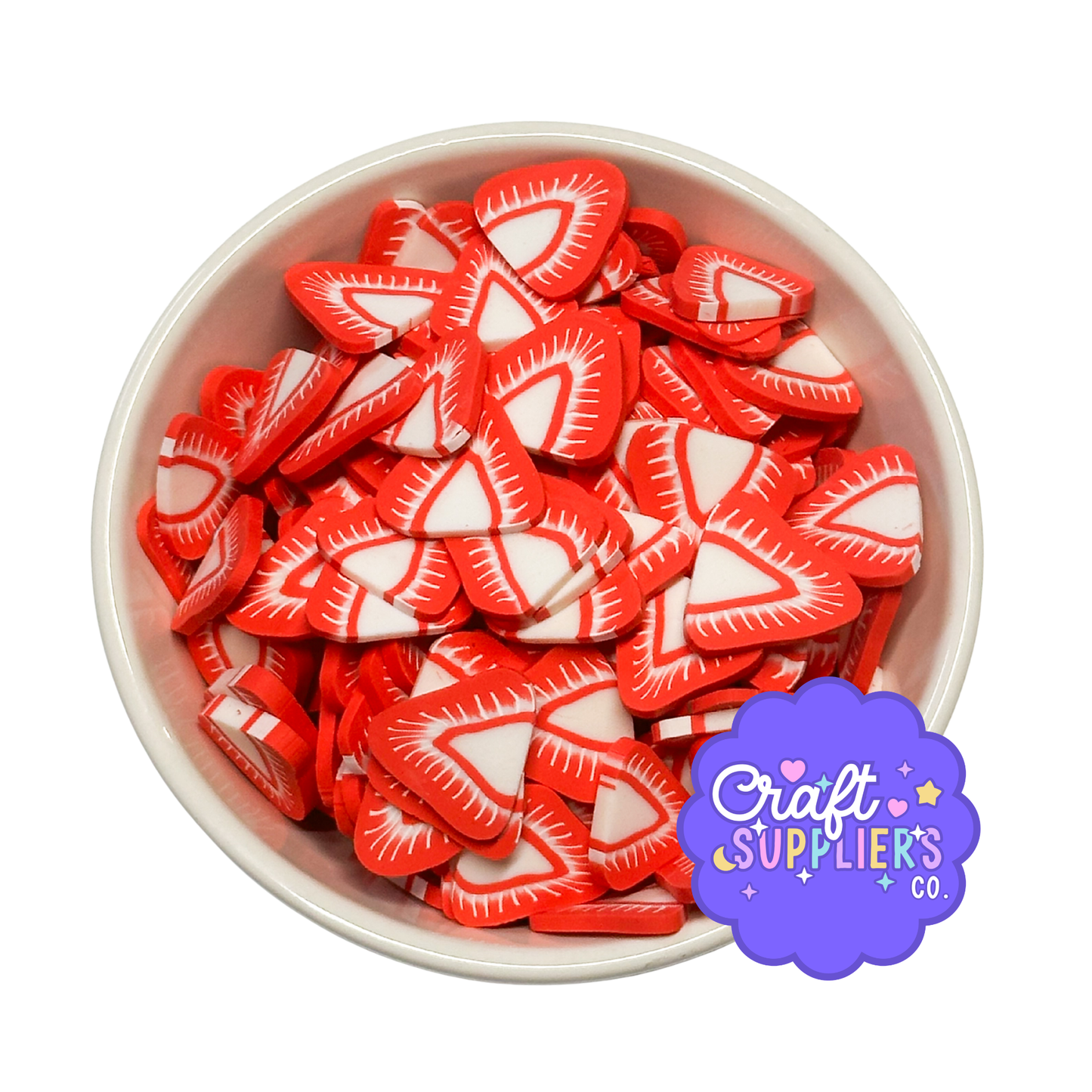 Strawberry Polymer Clay Cabochons, Strawberry Slice Embellishments, Fruit Craft Supplies, Fake Bake Decor