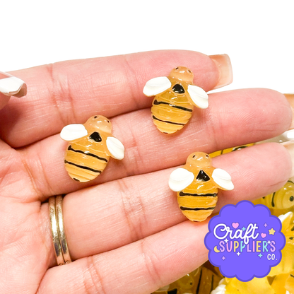 5pc 18mm Resin Bumble Bee Flatback Cabochons