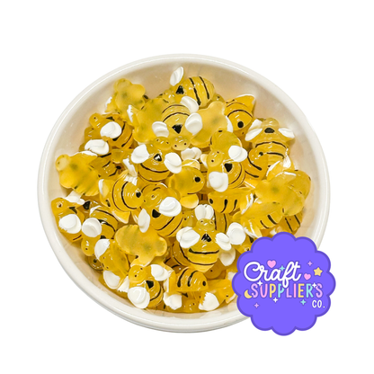 5pc 18mm Resin Bumble Bee Flatback Cabochons