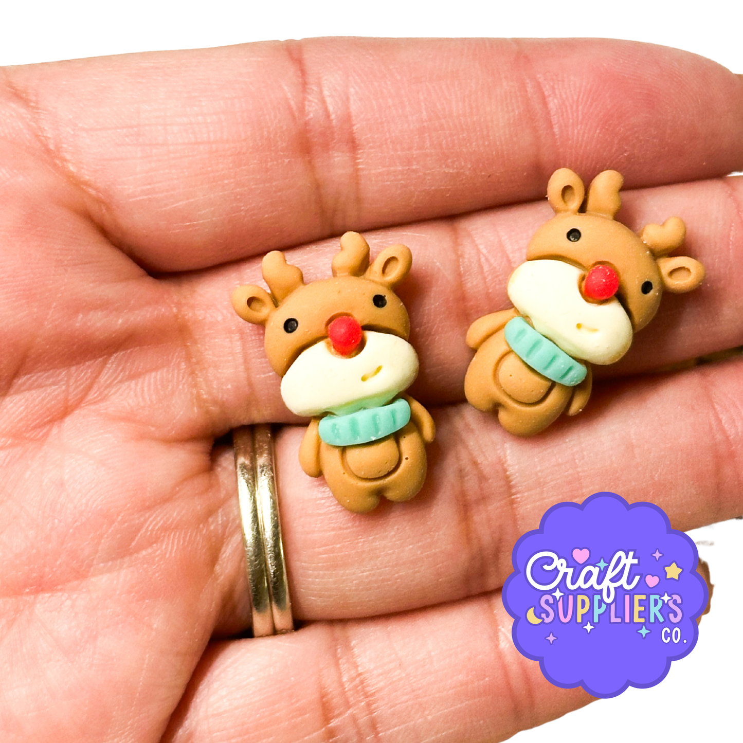 Reindeer Cabochons, Christmas Resin Flatback Holiday Craft Embellishments