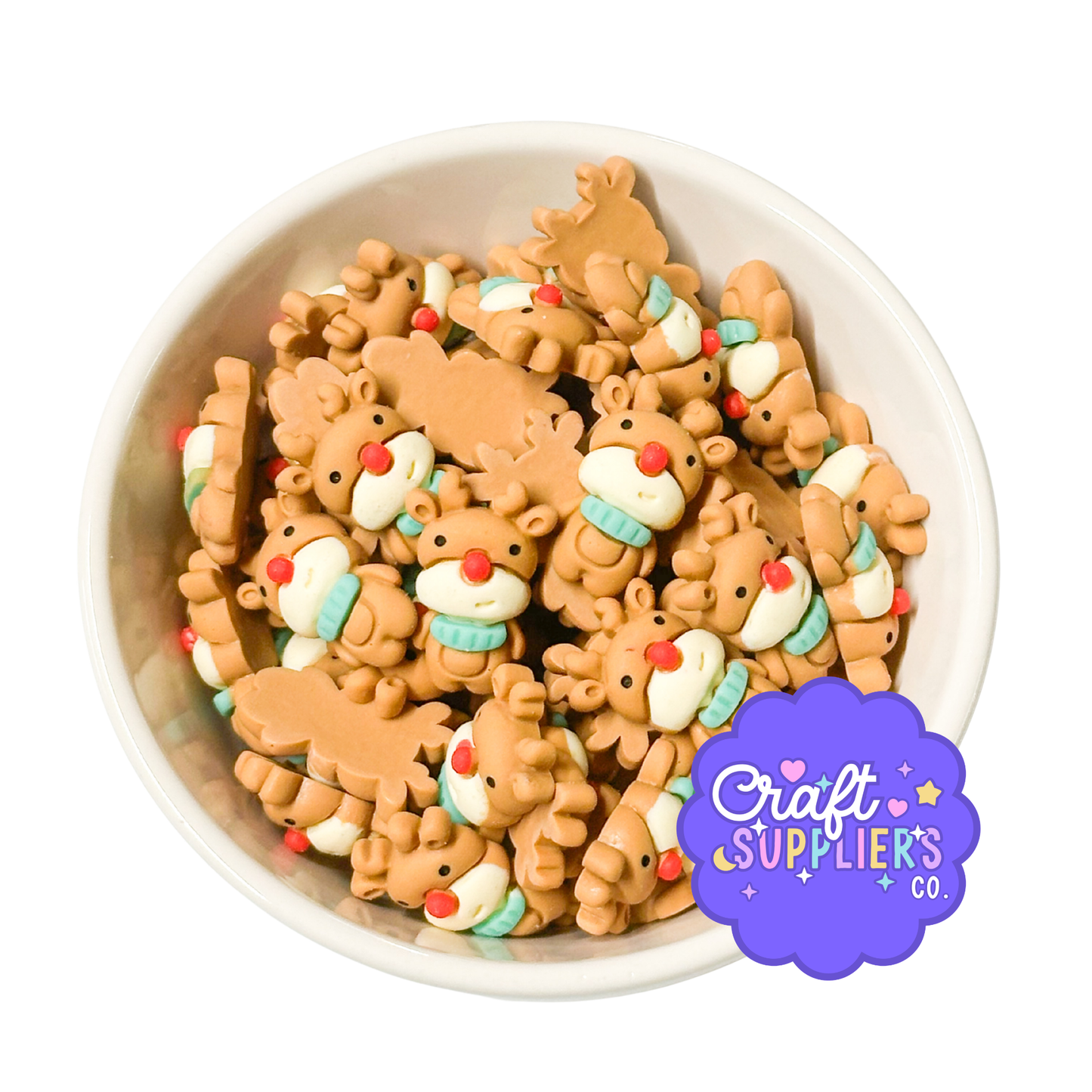 Reindeer Cabochons, Christmas Resin Flatback Holiday Craft Embellishments