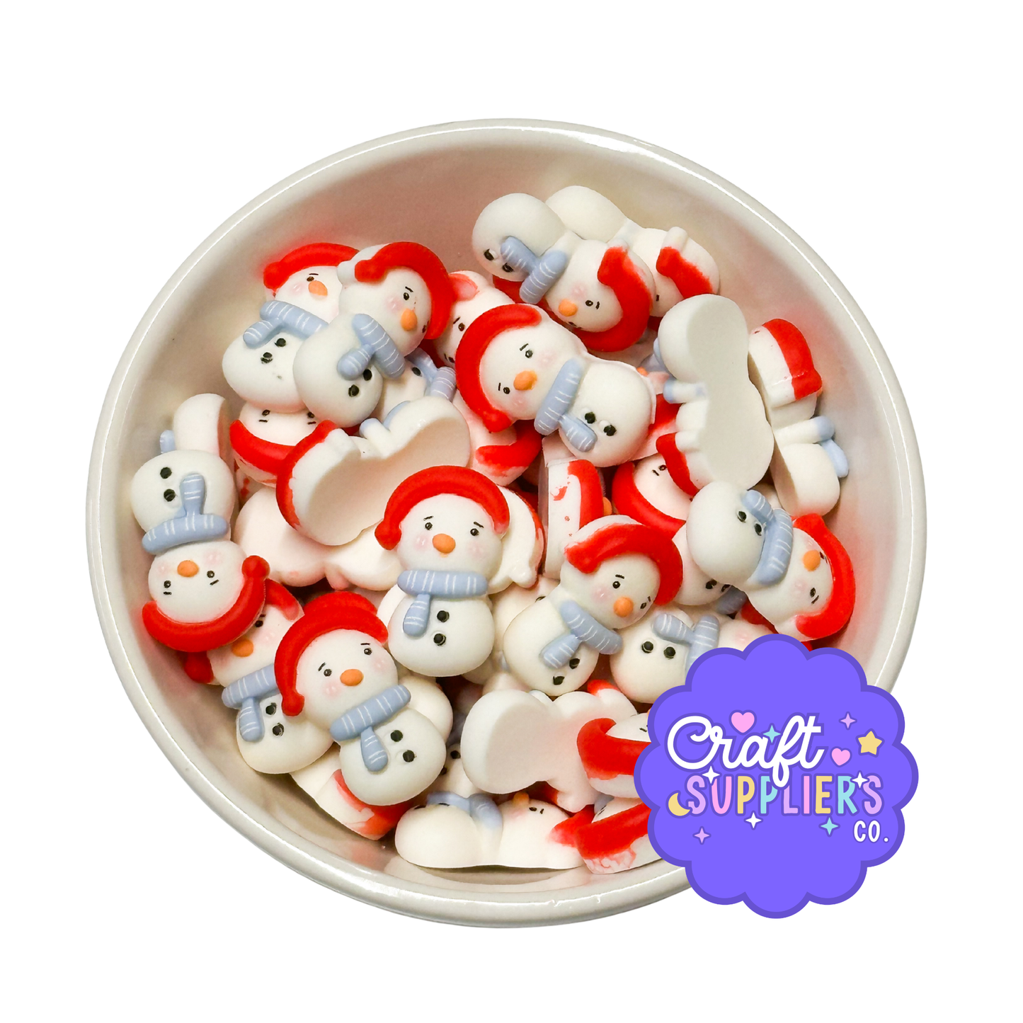 Snowman Cabochons, Christmas Resin Winter Flatback Craft Embellishments