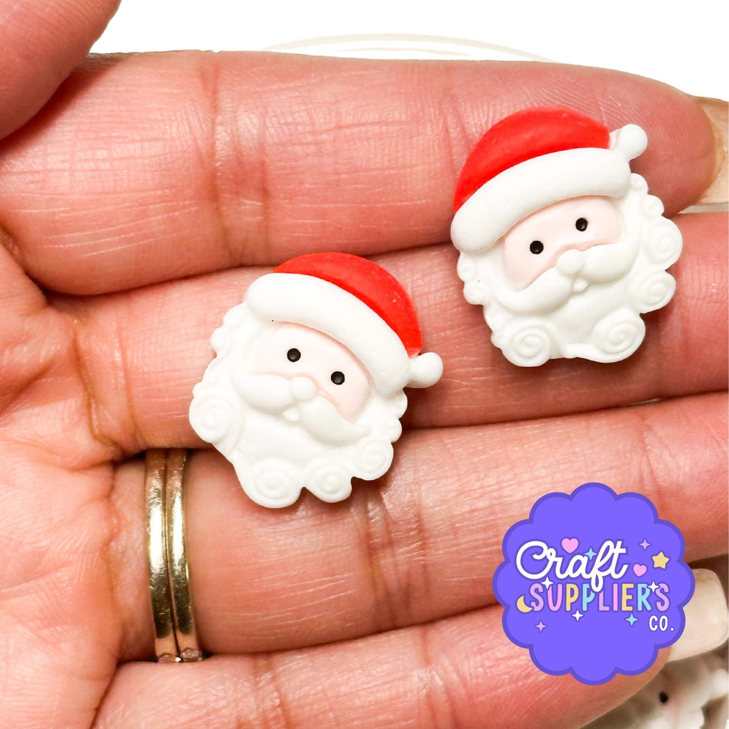 Santa Claus Resin Cabochons | Christmas Flatback Embellishments | Santa Craft Charms | Holiday DIY Supplies | Set of 4
