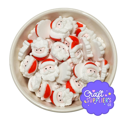 Santa Claus Resin Cabochons | Christmas Flatback Embellishments | Santa Craft Charms | Holiday DIY Supplies | Set of 4