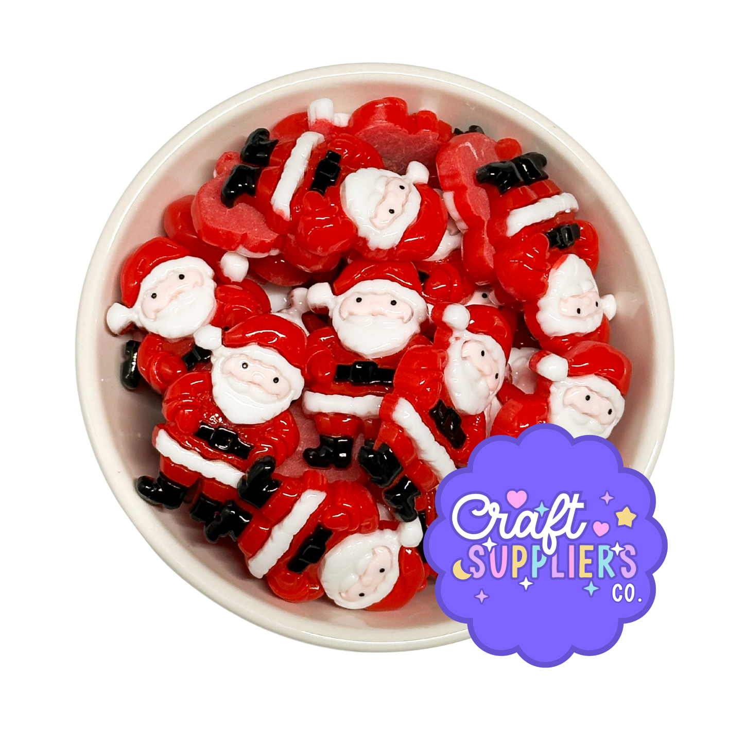 Set of 4 Large Santa Claus Resin Flatback Cabochons – 1.50" Christmas Embellishments – Holiday Craft Charms for Fake Bake, Bows & DIY Decor