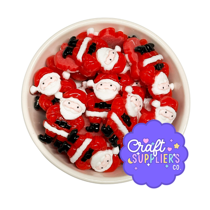 Set of 4 Large Santa Claus Resin Flatback Cabochons – 1.50" Christmas Embellishments – Holiday Craft Charms for Fake Bake, Bows & DIY Decor