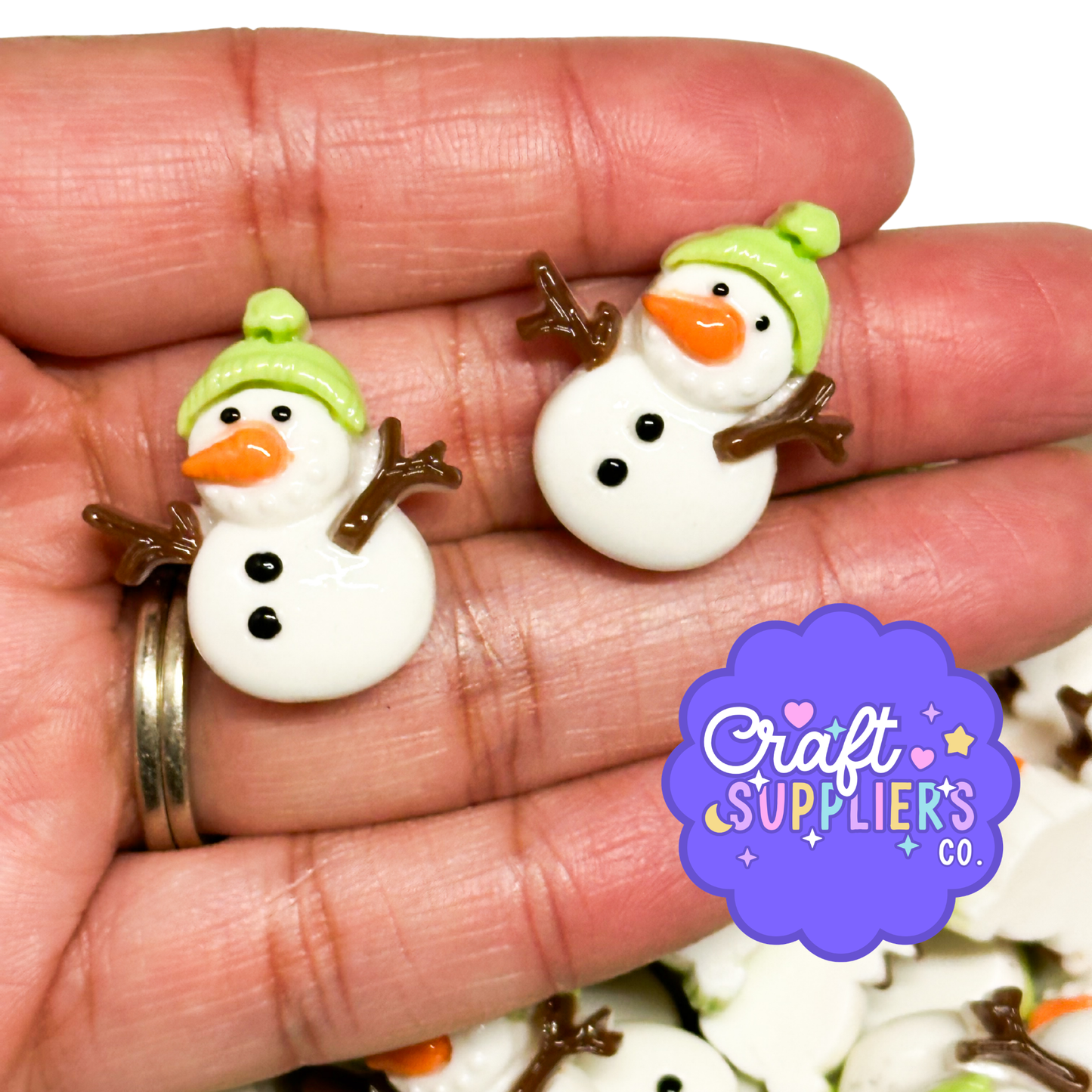 Snowman Cabochons, Winter Resin Flatback Holiday Craft Embellishments