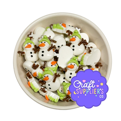 Snowman Cabochons, Winter Resin Flatback Holiday Craft Embellishments