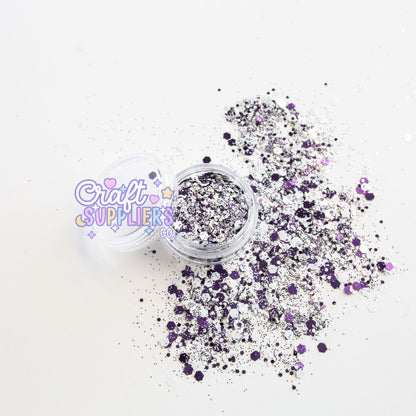 Witching Hour Chunky Glitter Mix | Purple, Black & White Glitter for Tumblers, Nails & DIY Crafts