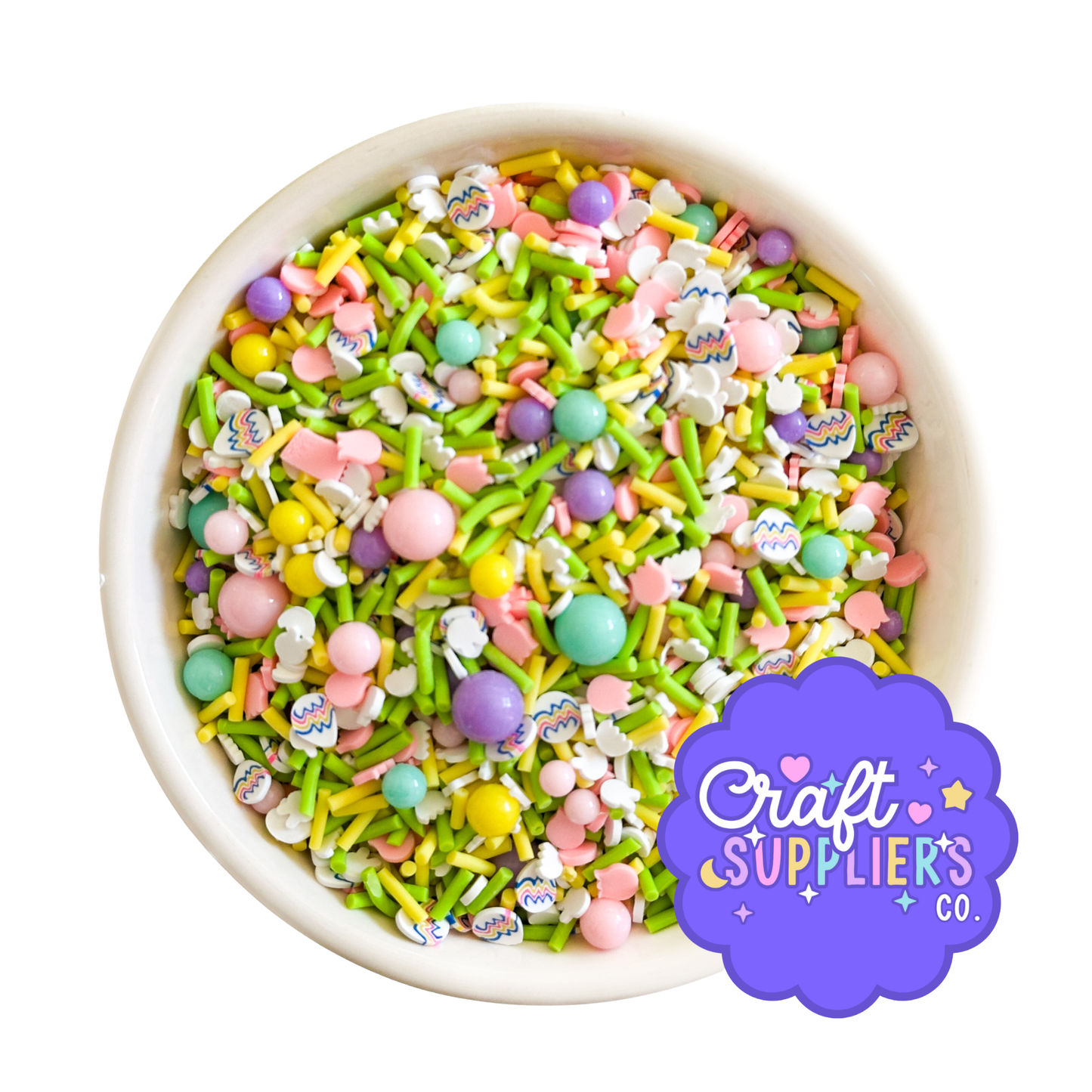 Easter Egg Bunny Polymer Clay Sprinkle Mix Pastel Beads Craft Embellishments