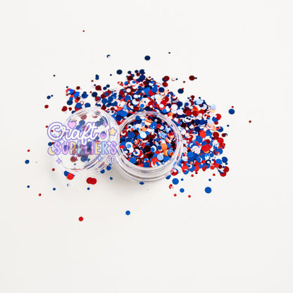 Star Spangled Sparkle Chunky Glitter Mix | Red, White & Blue Glitter for Tumblers, Nails & DIY Crafts