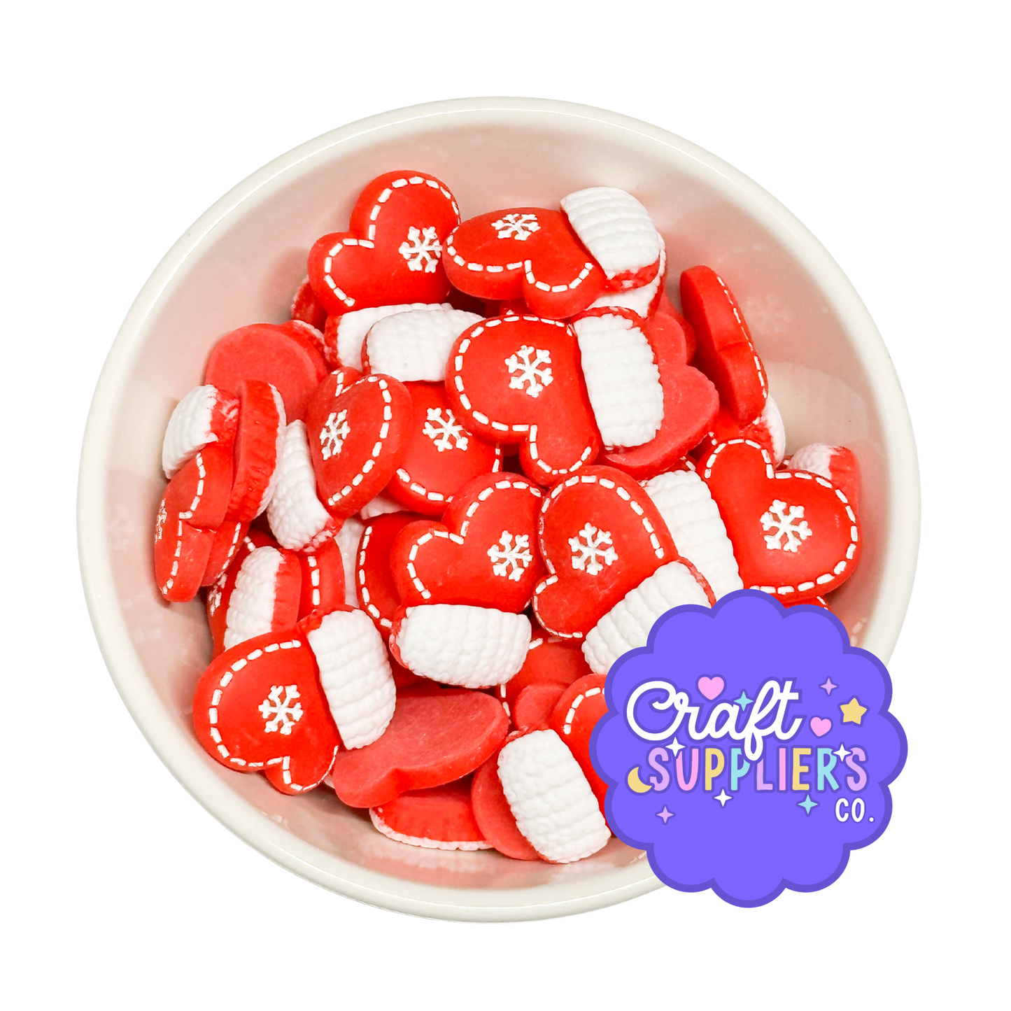 Set of 4 Holiday Mitten Flatback Cabochons Slime Craft Embellishment Set