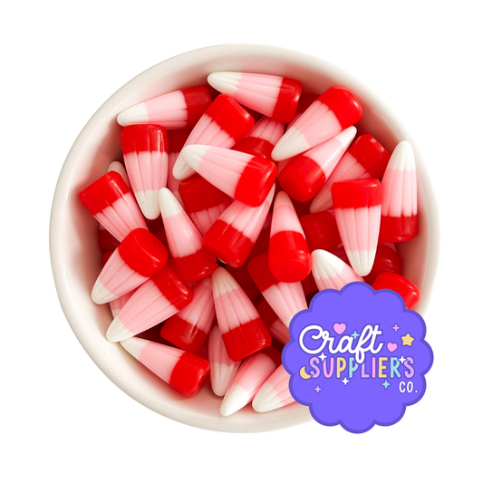 Pink Candy Corn Resin Charms – Set of 6 Cute 3D Candy Corn Embellishments