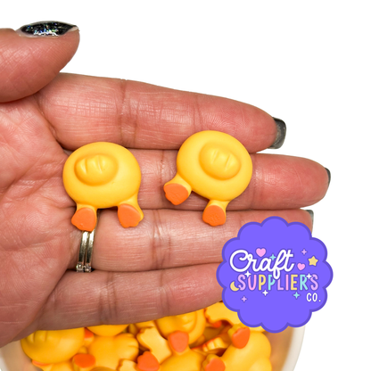 Duck Butt Resin Cabochons, Cute Flatback Animal Embellishments (4pc)