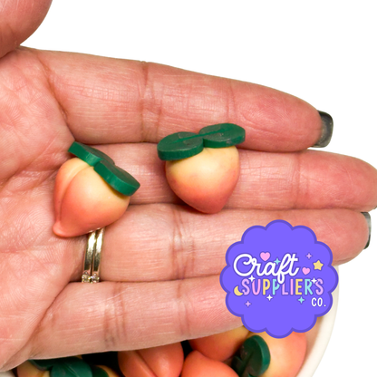 Cute Peach Resin Flatback Cabochons – 20x18mm Peach Embellishments for Fake Bake, Decoden & DIY Crafts