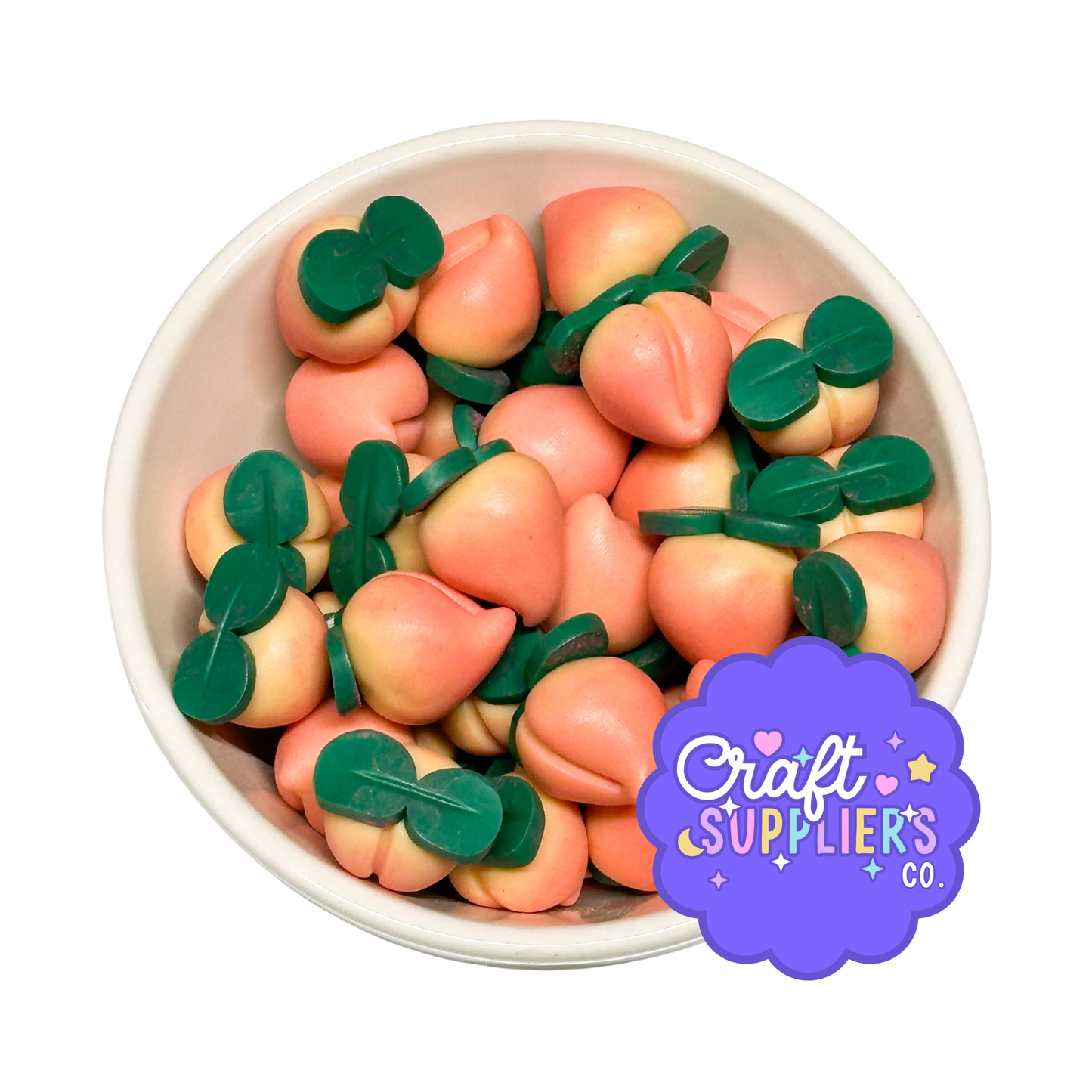 Cute Peach Resin Flatback Cabochons – 20x18mm Peach Embellishments for Fake Bake, Decoden & DIY Crafts
