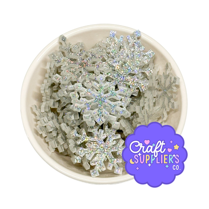 Glitter Acrylic Snowflake Embellishments – 31mm Sparkly Snowflake Charms for Christmas Crafts, Ornaments & DIY Projects (Set of 4)