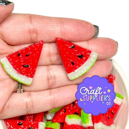 Watermelon Slice Resin Flat Back Cabochons – 28mm Summer Fruit Embellishments for Fake Bake, Decoden, Scrapbooking & DIY Crafts