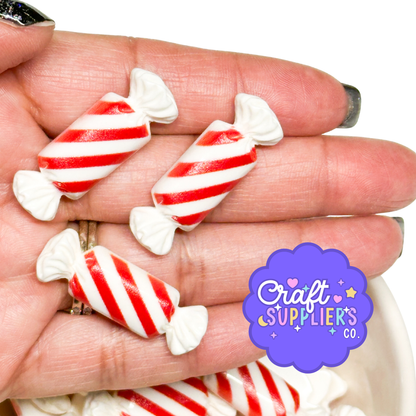 Peppermint Candy Charms, Red White Resin Flatbacks, Fake Bake Slime Craft Embellishments Set